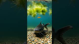 😲 চোখের পলকে শেষ! ক্যাটফিশের শিকার হলো রঙিন মাছটা 🐟💥 #shorts #aquaticlife