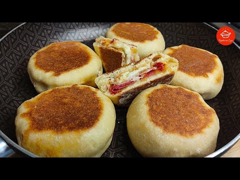 PAN SIN HORNO 🍞| haz tu propio pan relleno en casa.