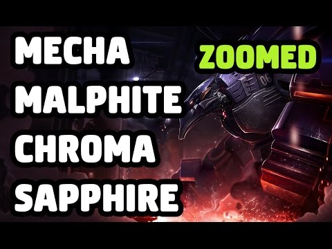 MECHA MALPHITE CHROMA SAPPHIRE SKIN ZOOMED SPOTLIGHT - LEAGUE OF LEGENDS