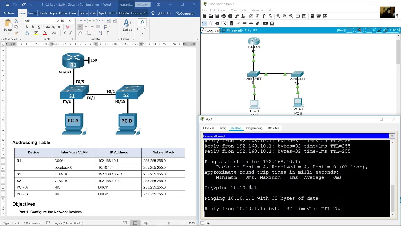 11.6.2 Lab - Switch Security Configuration