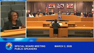 March 2, 2026 - 10am Special Board Meeting, Including Closed Session Items