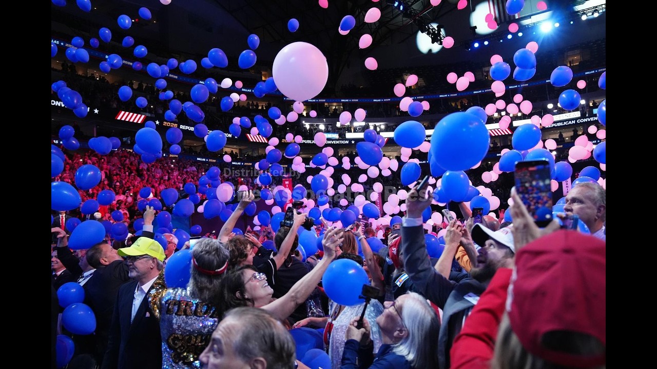 Trump speech concludes with balloon drop at Dallas Republican convention