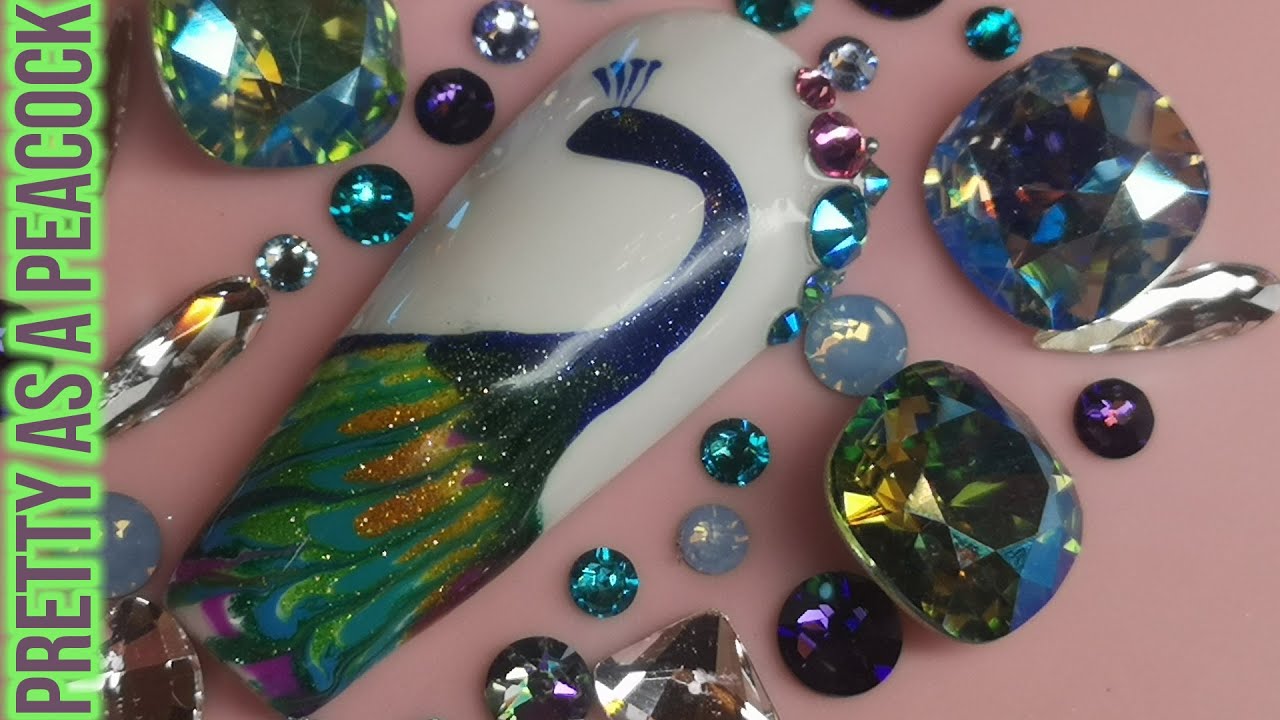 Drag Through Nail Art Peacock Design