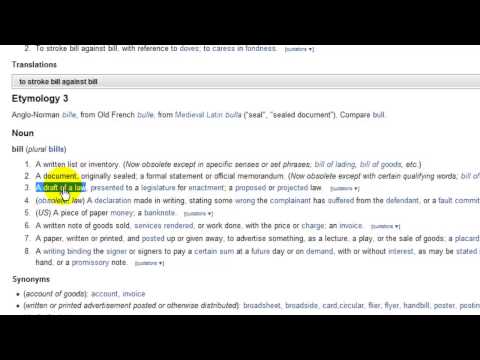 bill: Quick English Vocabulary Lesson