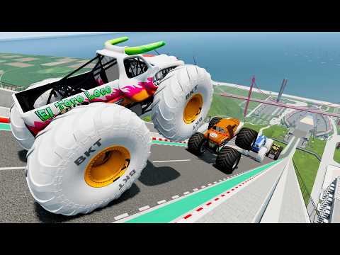 Epic High Speed Monster Truck Jumps And Crashes #081 - BeamNG Drive