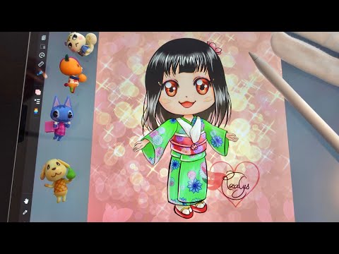 ✍️ Comment je dessine mon personnage Animal Crossing New Horizons 🌴 Tuto dessin mignon Papier & iPad