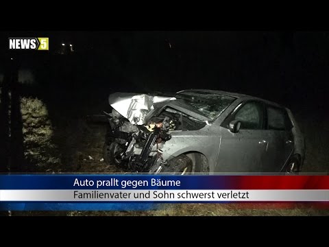 29.12.2016 (KC) Auto prallt gegen Bäume - Familienvater und Sohn schwerst verletzt