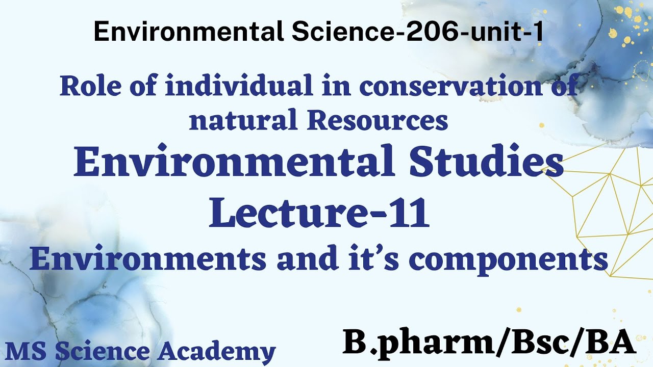 Role of individual in conservation of natural Resources-206-EVS-B.pharm/BA/BSc