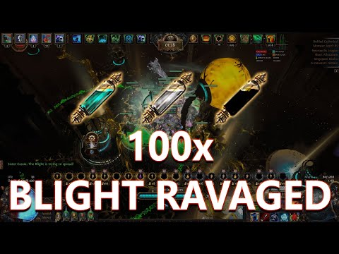 PoE 3 24 Necropolis - 100x Blight Ravaged maps with Silver, Teal, and Black oils