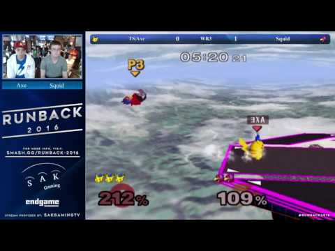 Runback 2016 Melee Singles Pro WR3 - TS|Axe (Pikachu/Falco/Marth) vs Squid (Falco)