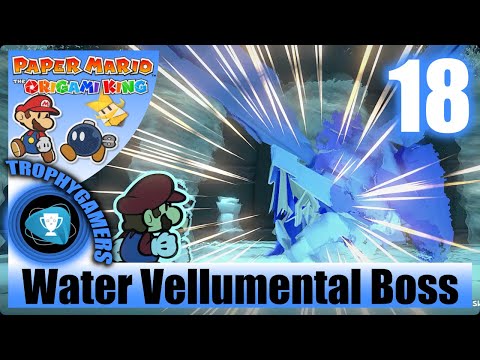 Paper Mario The Origami King - Water Vellumental Boss Fight Gameplay Walkthrough Part 18
