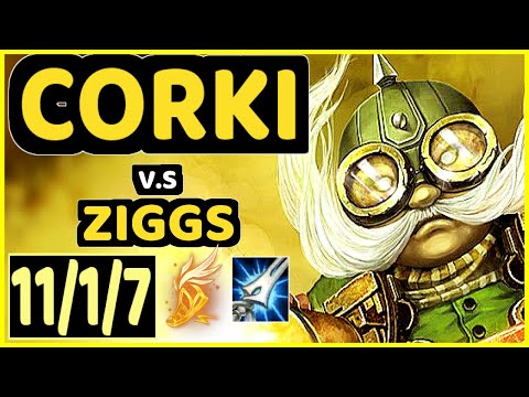 ICEBEASTO (CORKI) vs ZIGGS - 11/1/7 KDA MID GAMEPLAY - EUW Ranked MASTER