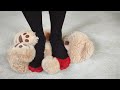 Teddy Bear Stomping In My Thigh Highs FOOT FETISH ASMR