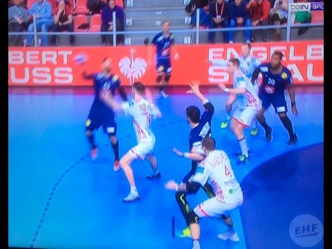 Maginifique feinte de passe et Schwenker de Nikola Karabatic FRA-BLR  EHF Euro 2018