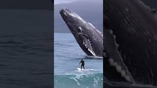 ONCE IN A LIFETIME: Giant Whale Breaches Behind Surfer! 🐋🤯 | Craziest Ocean Encounter Ever!