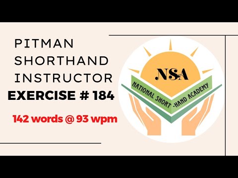 Exercise No. 184 Pitman Shorthand Instructor Book