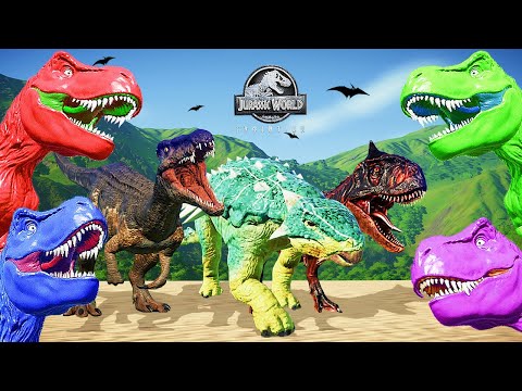 REXY COLOUR PACK VS CAMP CERATOSAURUS PACK ( BUMPY VS CHAOS VS TORO ) | DINOSAUR FIGHTING || JWE