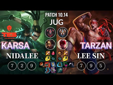 TES Karsa Nidalee vs GRF Tarzan Lee Sin Jungle - KR Patch 10.14
