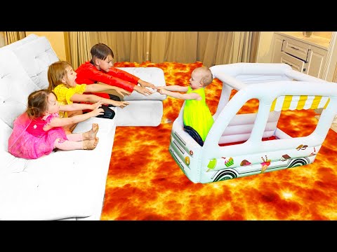 Five Kids The Floor is Lava Song + more Children's Songs and Videos