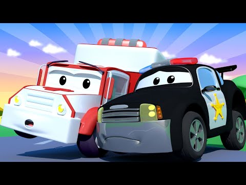 Ambulanta Amber - Matt masina de politie se alege cu un cucui - Orasul Masinilor ! desene cu masini