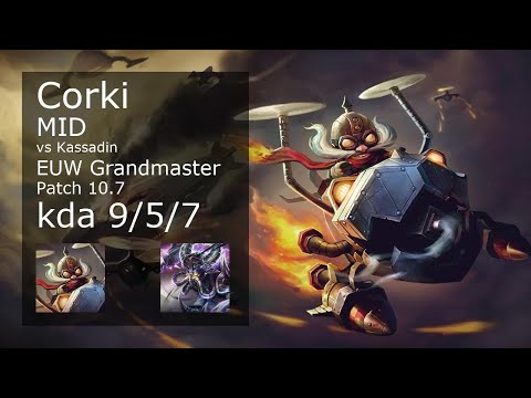 Corki vs Kassadin Mid - EUW Grandmaster 9/5/7 Patch 10.7 Gameplay