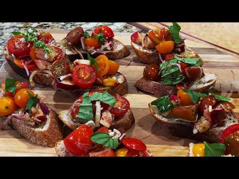 Summer Peach and Tomato Bruschetta