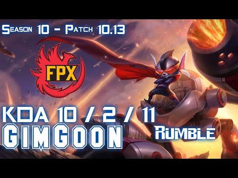 FPX GimGoon RUMBLE vs KATARINA Mid - Patch 10.13 KR Ranked