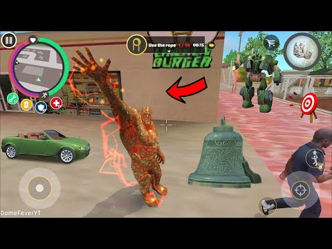 Rope Hero Vice Town (Stone Giant Destroy Police Tank) Mutant Man AND BELL - Android Gameplay HD