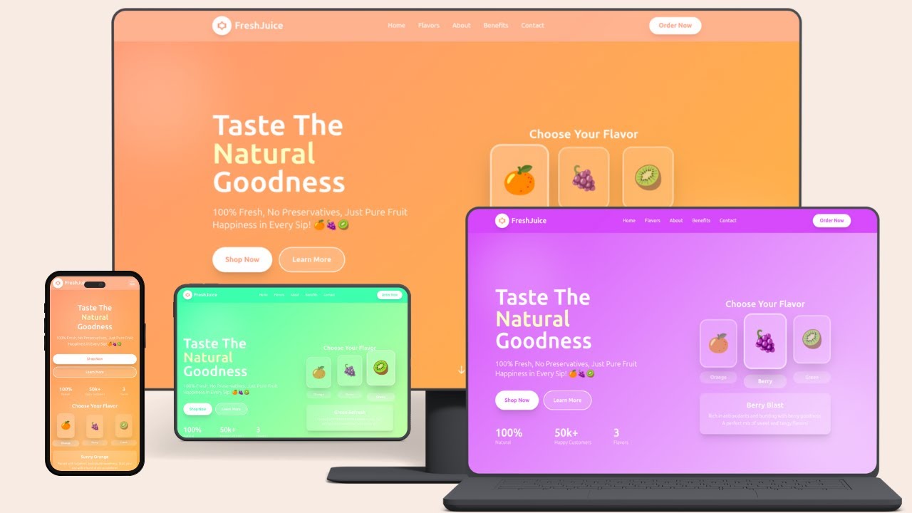 HTML Tailwind CSS Animated Juice Landing Page Free Download Template