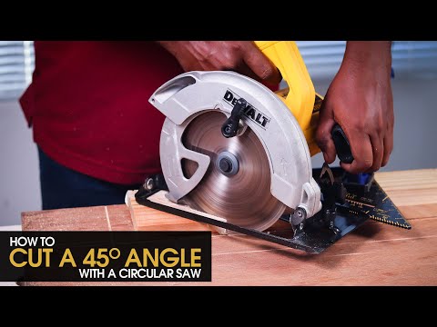 Part of a video titled How to Cut a 45 degree Angle with a Circular Saw - YouTube