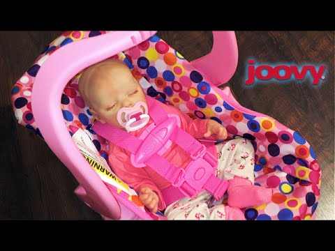 Pink Joovy Toy Car seat Unboxing with Reborn Baby Doll Twin A Emily Video