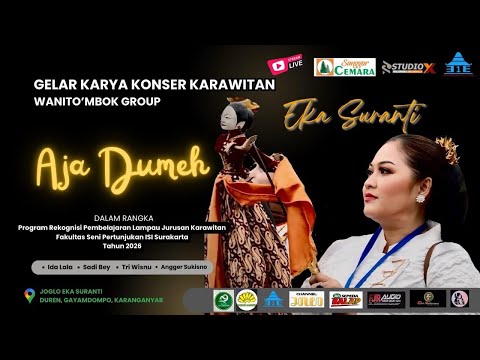 🔴LIVE GELAR KARYA  KONSER KARAWITAN WANITO'MBOK - (OJA DUMEH) - STUDIO X - EKA SURANTI