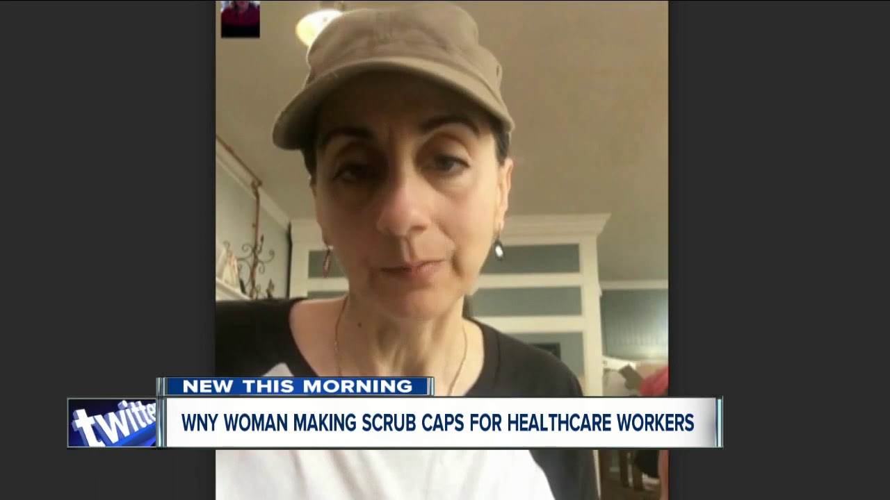 Western New York woman making scrub caps for healthcare workers