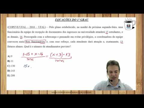 E0220 - COPEVE/UFAL - 2016 - UFAL - EQUAÇÕES DO 1º GRAU (www.gurudamatematica.com.br)