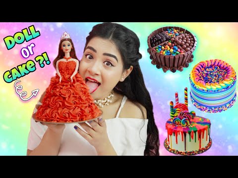 I ate only *Birthday* CAKE for 24 hours Challenge | *Doll* Cake | Nilanjana Dhar