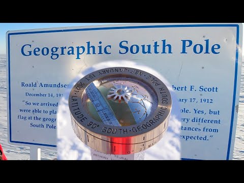 The Geographic South Pole!  With the 2021 pole marker