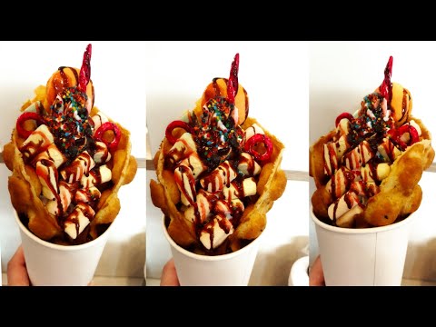 Cream CHEESE  WHIPPING CREAM WAFFLE// STREEDFOOD