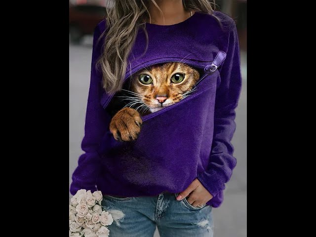 Vídeo relacionado con EUDOLAH Sudadera Casual de Primavera para Mujer con Capucha y Motivo 3D y Bolsillo Canguro(01-Dos Gatos,XXL-3XL)