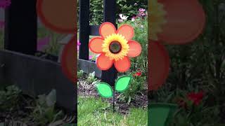 12" Orange Sunflower Ground Spinner - In the Breeze