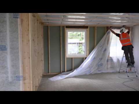 Montering av fiberduk på yttervegger nybygg