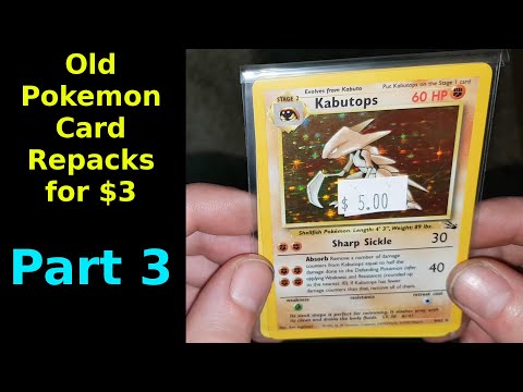Old Pokemon Card Repacks for $3 Part 3 - Foil Every Pack - Kabutops Foil