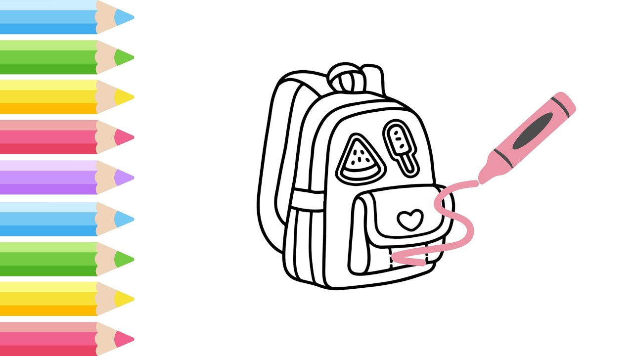 Let's Color a Cute School Backpack | Fun Coloring for Kids | Cute Backpack Coloring Page