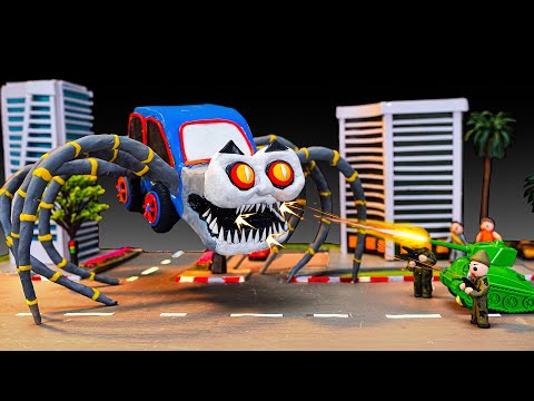 😱 Making CAR EATER + CURSED THOMAS THE TRAIN in the city - Trevor Henderson Creatures with Clay
