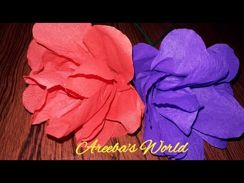 easy tissue paper flowers/How to make crepe paper flowers/ Areeba's World