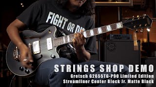 Video thumbnail for STRINGS SHOP DEMO : GRETSCH G2655TG-P90 LIMITED EDITION STREAMLINER CENTER BLOCK JR. MATTE BLACK by Strings Shop