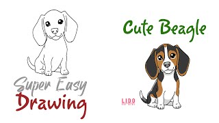 How to Draw a Cute Beagle Puppy 🐶 Easy Drawing for Kids & Beginners #lidoartworks