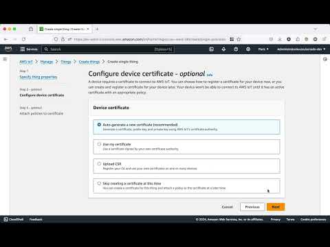 AWS IoT core create Arduino Thing