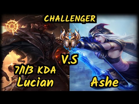 Matsukaze (LUCIAN) vs ASHE - 7/1/3 KDA BOTTOM ADC CHALLENGER GAMEPLAY - BR
