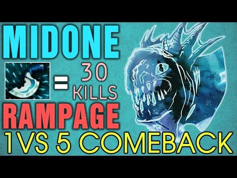 MidOne Slark - 30 KILLS with Rampage - 1vs5 Comeback