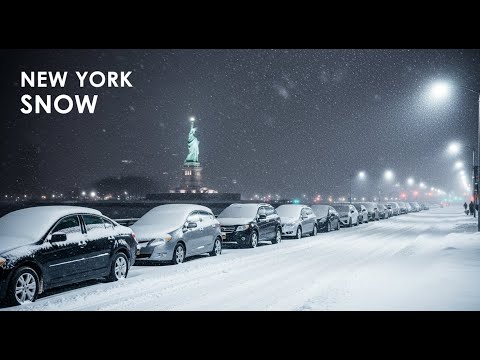 NYC Winter Night Walk in a Snowstorm 🌨️ Deep Snow, Strong Wind, Real Street Sounds [4K HDR]